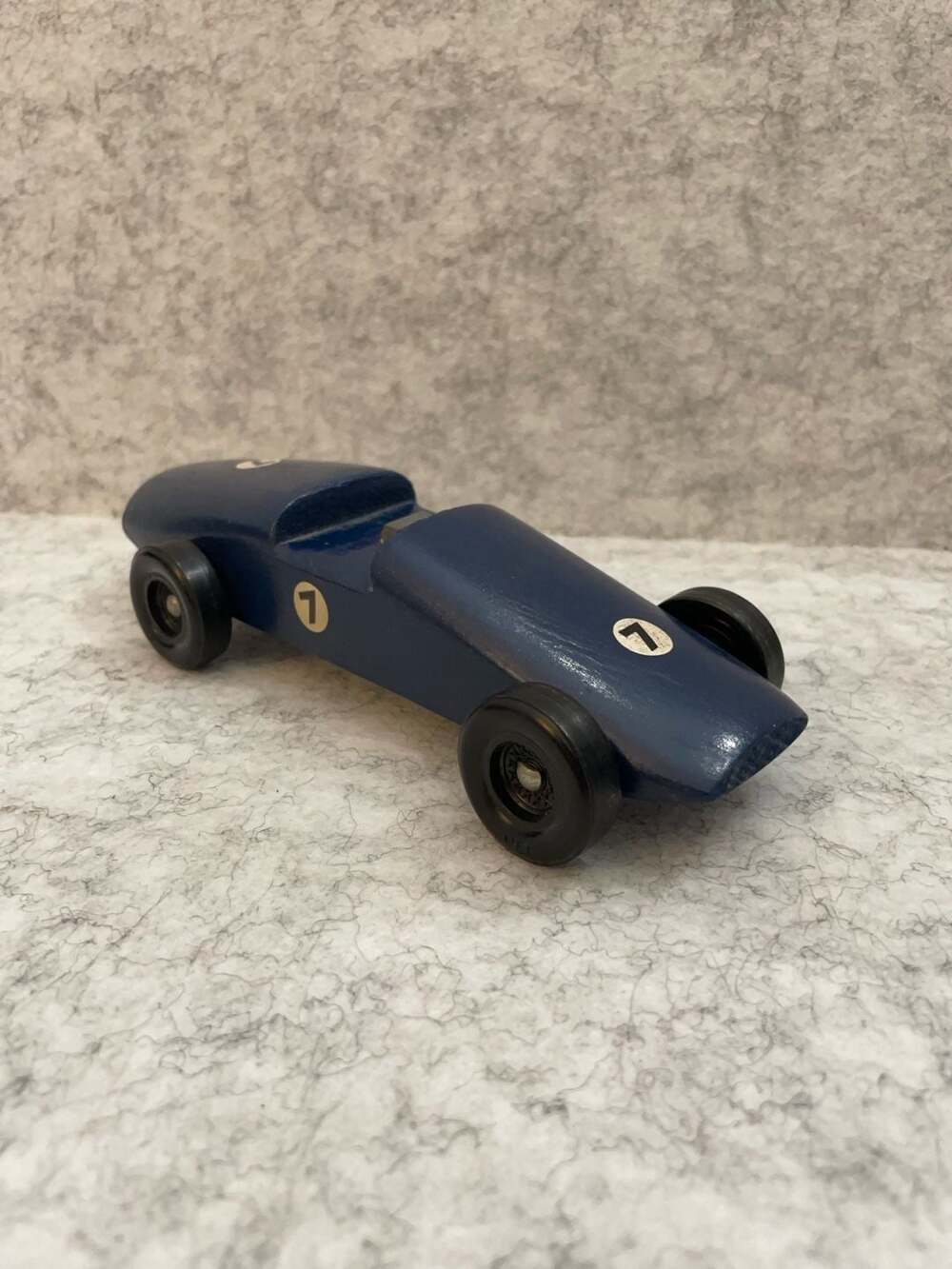 Vintage Handcrafted Blue Pinewood Derby Race Car #7 - Picture 2 of 7
